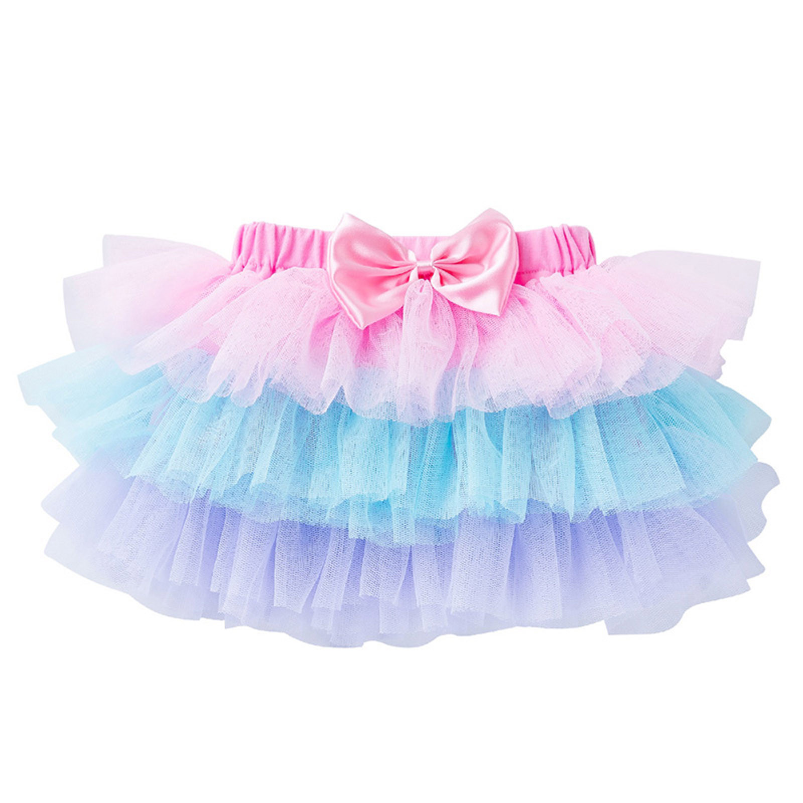 Odeerbi 2025 Toddler Girl Skirt Baby Cute Rainbow Net Yarn Bow Princess Pettiskirt Multi-color Skirt